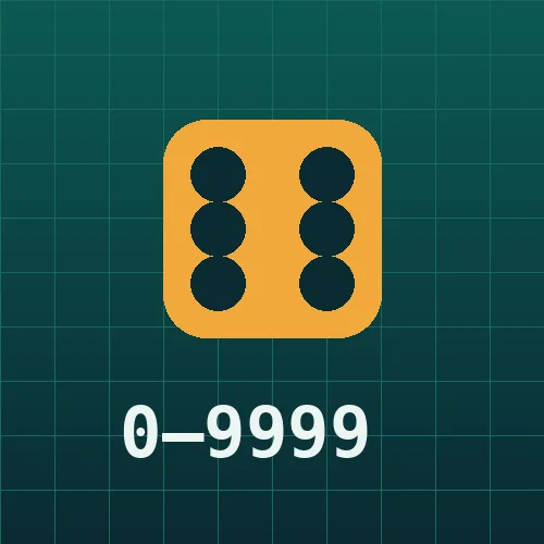 Dado ilustrado junto a un rango de números del 0 al 9999
