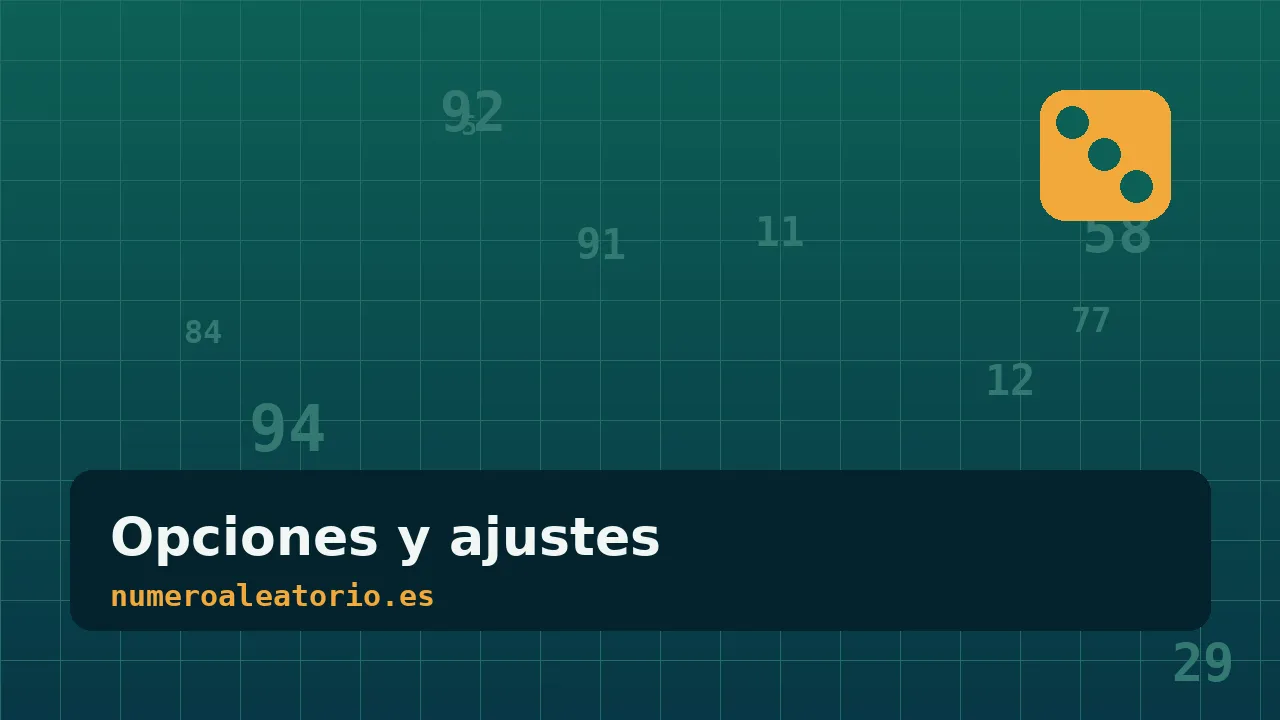 Opciones y ajustes del generador: rango, duplicados y decimales