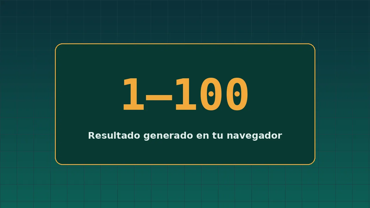 Panel del generador mostrando un rango de 1 a 100